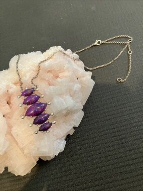Sterling Silver Purple Marquise Stone Necklace for Women